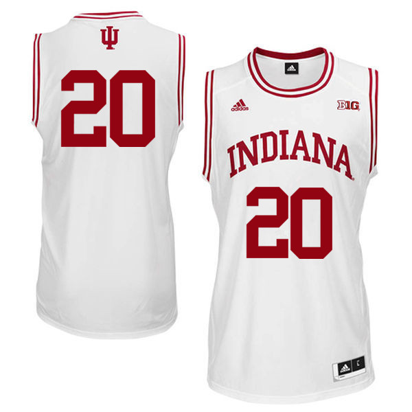 Men Indiana Hoosiers #20 DeRon Davis College Basketball Jerseys Sale-White - Click Image to Close
